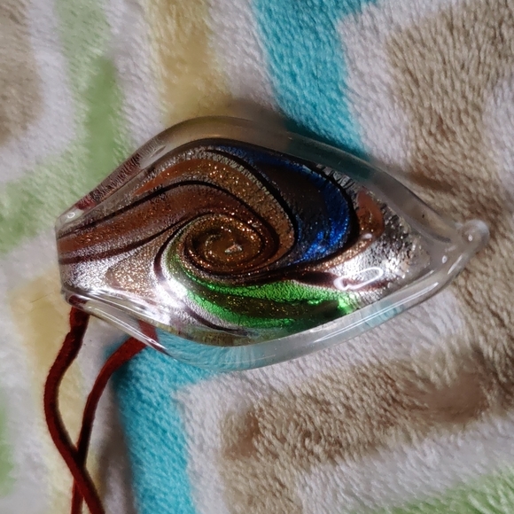 3. SeeMade in Italy Murano Glass Necklace on Leather Cord - Picture 1 of 4